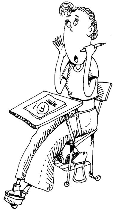 schoolgirl doing test