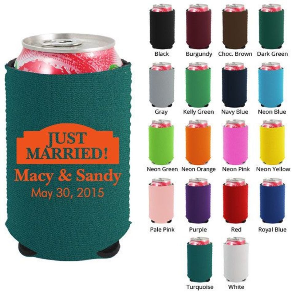 Custom Wedding Koozies Clipart 1467 Just Married Personalized