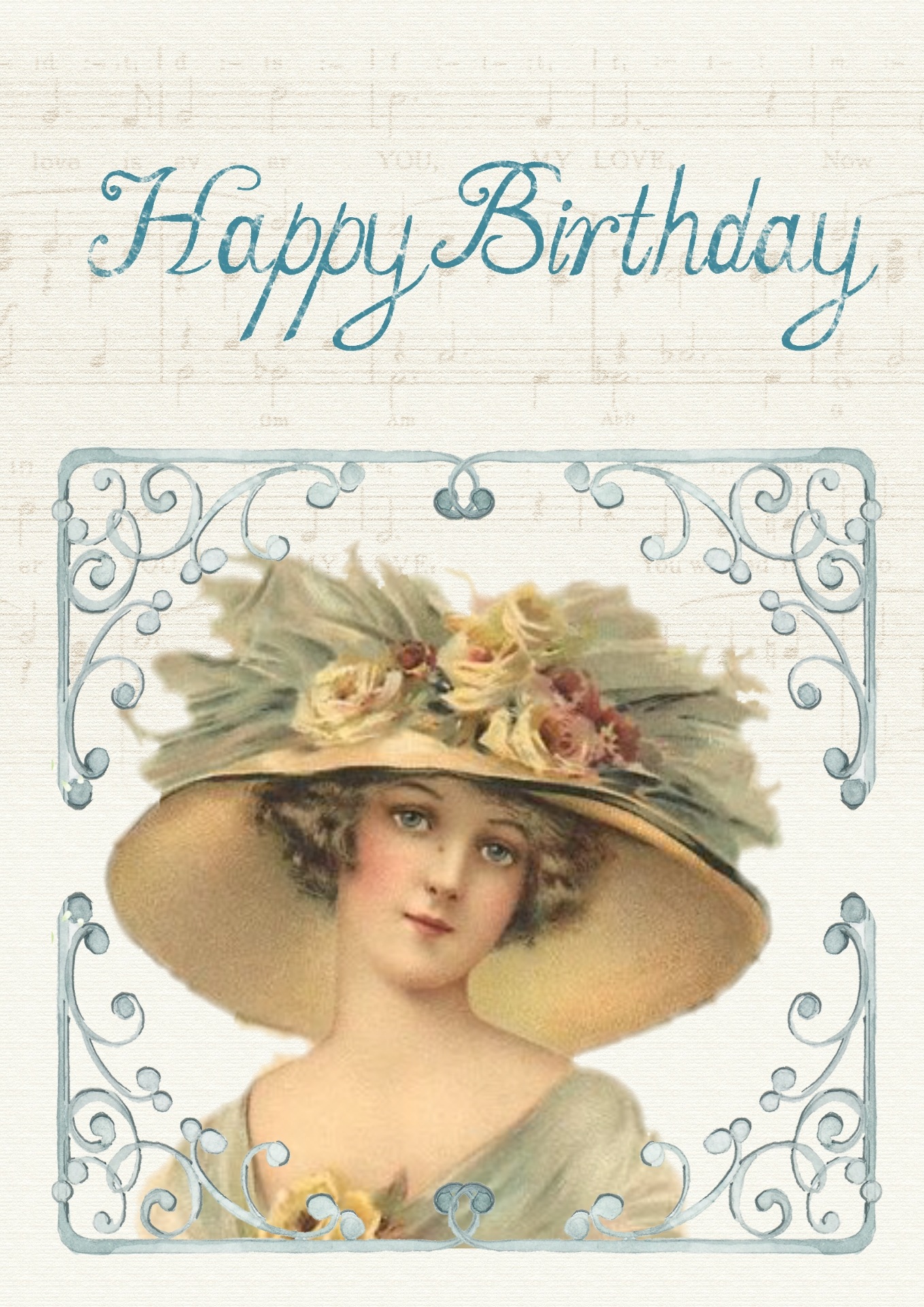 Vintage greeting card happy birthday free image download