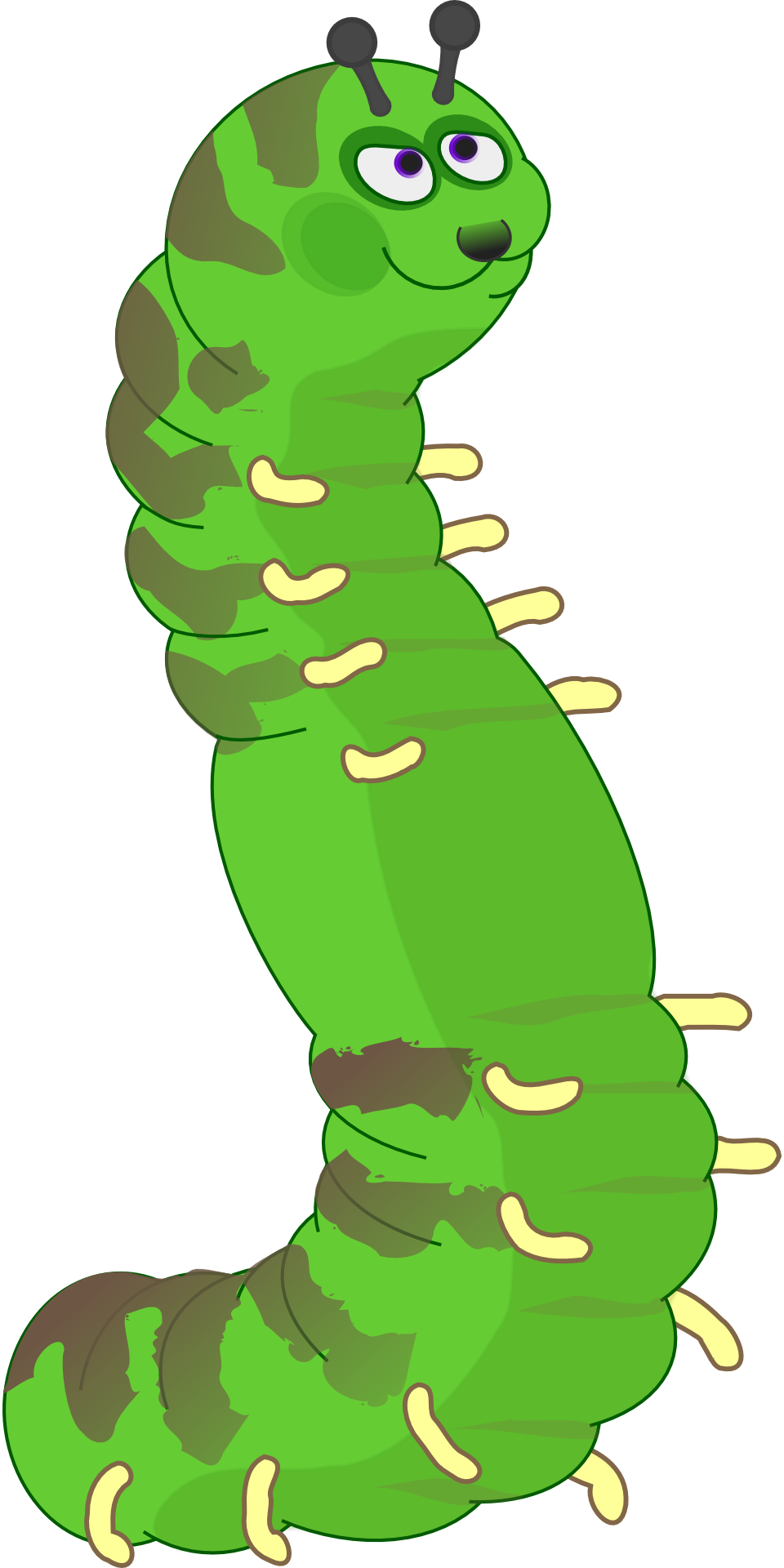 Green happy caterpillar as a clipart free image download