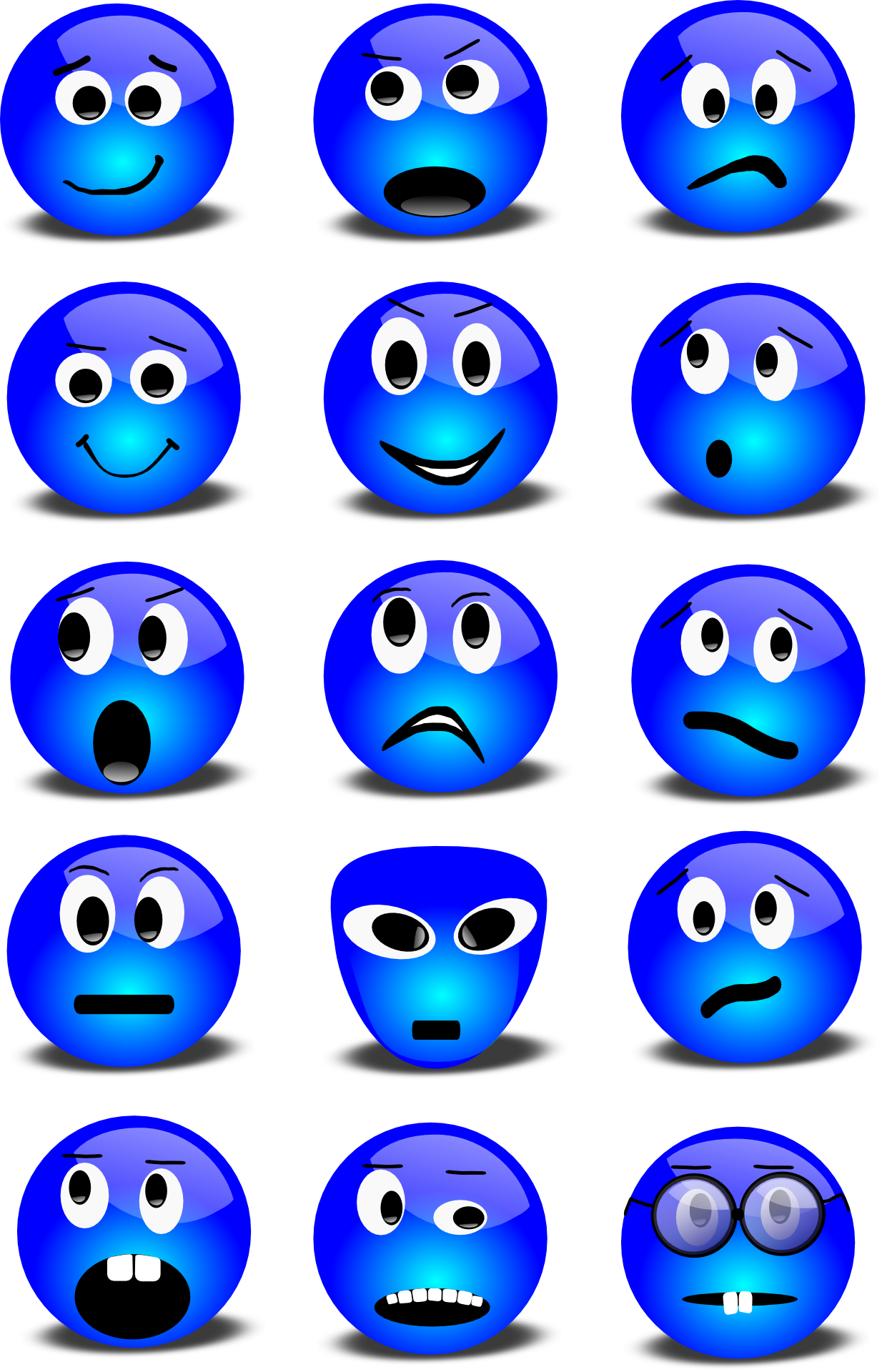 Emoticons smilies blue drawing free image