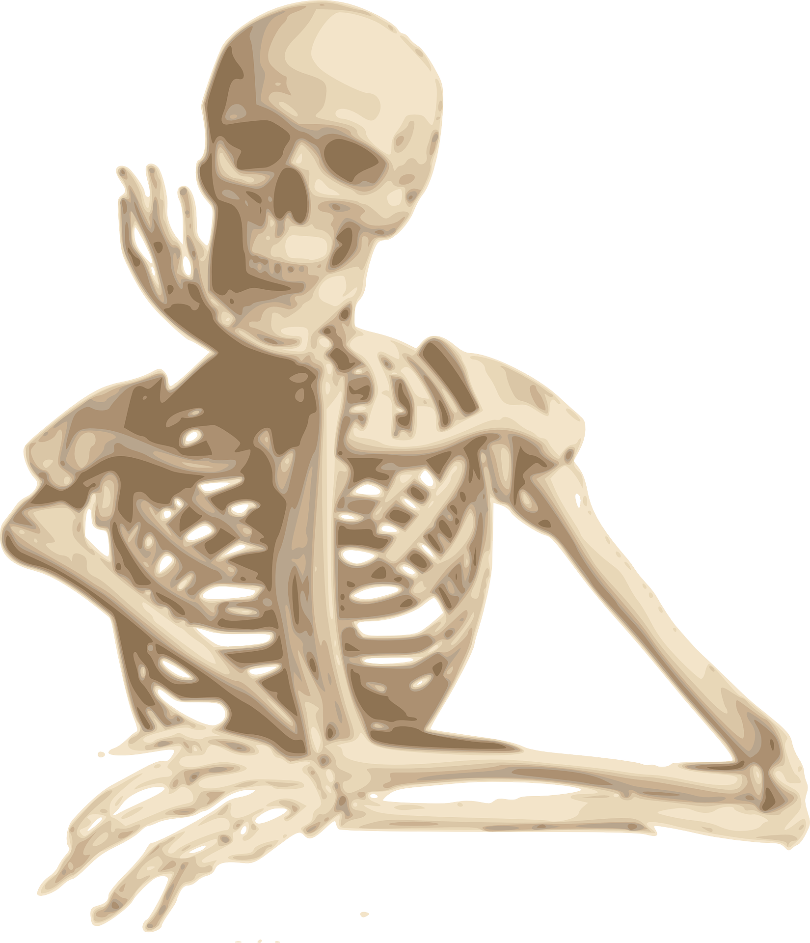 Smiling sitting skeleton, drawing free image download