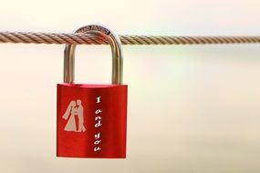 red closed padlock as love symbol