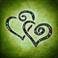 hearts on a green background