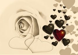 white rose and different heart