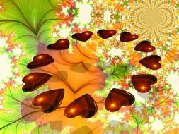 hearts in circle at colorful background