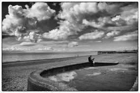 beach under clouded sky