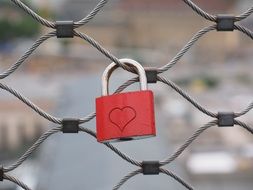 Love padlock on a fence