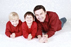 Happy father and sons