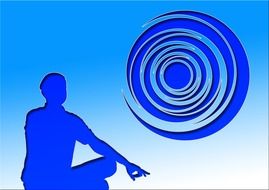 Silhouette of a meditating man looking at a circle