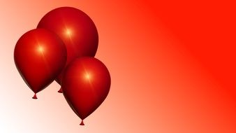 three red balloons with highlights