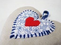 Handmade red heart decoration