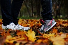 Sneakers of the couple in love