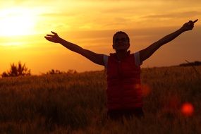 happy woman in a field