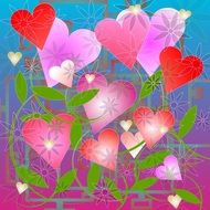 romantic valentine card with many colorful hearts