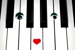 piano keys with eyes and lips