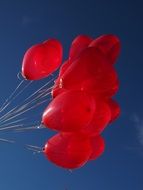 Side view of red balloons against the sky