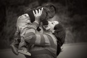 family together in black and white background