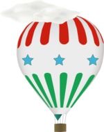 cartoon hot air balloon at white background