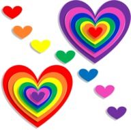 colorful hearts at white