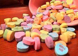 multicolored candy in the form of hearts