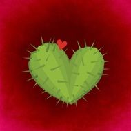 heart form cactus, valentine's day greeting card