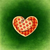 romantic hearts on a green background