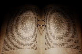 Heart reflection of ring on plate of book