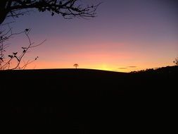 purple sunset over the hills