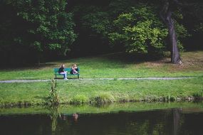 couple on bench in park