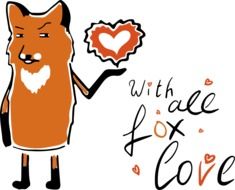 card Fox and heart with all fox love