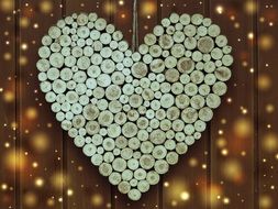 wooden heart in twinkling