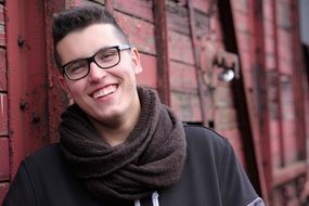 portrait of Young man on a railway station