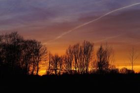 yellow red sky after setting of sun