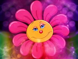 flower smiley cartoon drawing