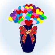 drawn bouquet of hearts