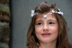 cute girl with white wreath