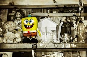 bright sponge bob on the shelf