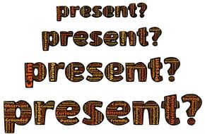 present?, four word clouds