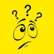 Picture of yellow smiley with question marks