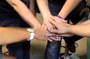 team together hands
