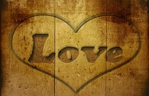 world love carved on wood