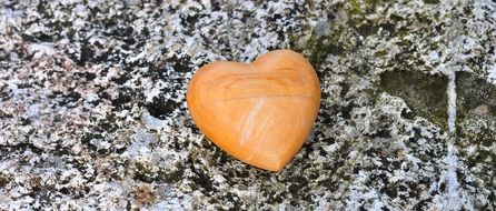 Wooden heart on the ground