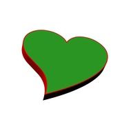painted green heart on white background