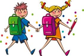 boy and girl go to school