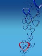 empty hearts on blue background