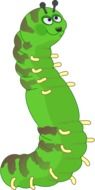 Green happy caterpillar as a clipart