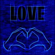 hand hearts on a blue background