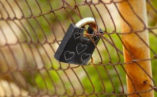 castle with hearts on a fence close-up