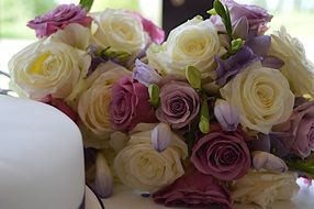 wedding white purple flowers bouquet